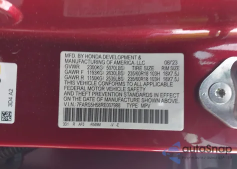 2024 Honda Cr-V Hybrid Sport z USA, uszkodzony, nr VIN 7FARS5H58RE007988